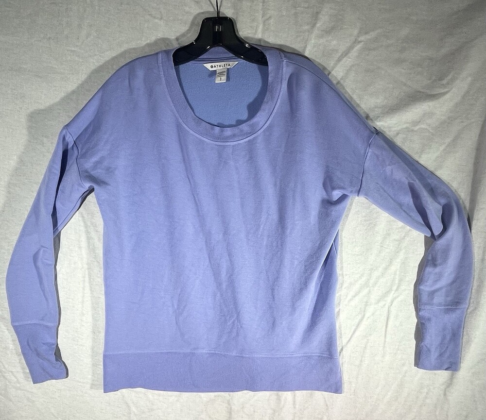 Women’s Athleta Coaster Luxe Sweatshirt Size S Purple Modal Crew Neck Thumbholes